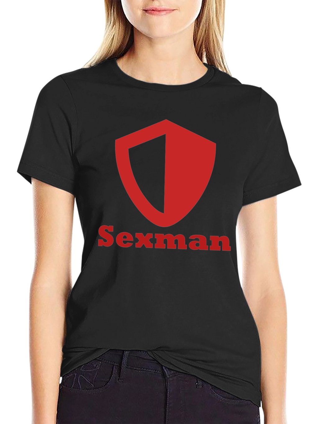 Sexman Graphic T-Shirt - Bold Red Shield Logo Tee