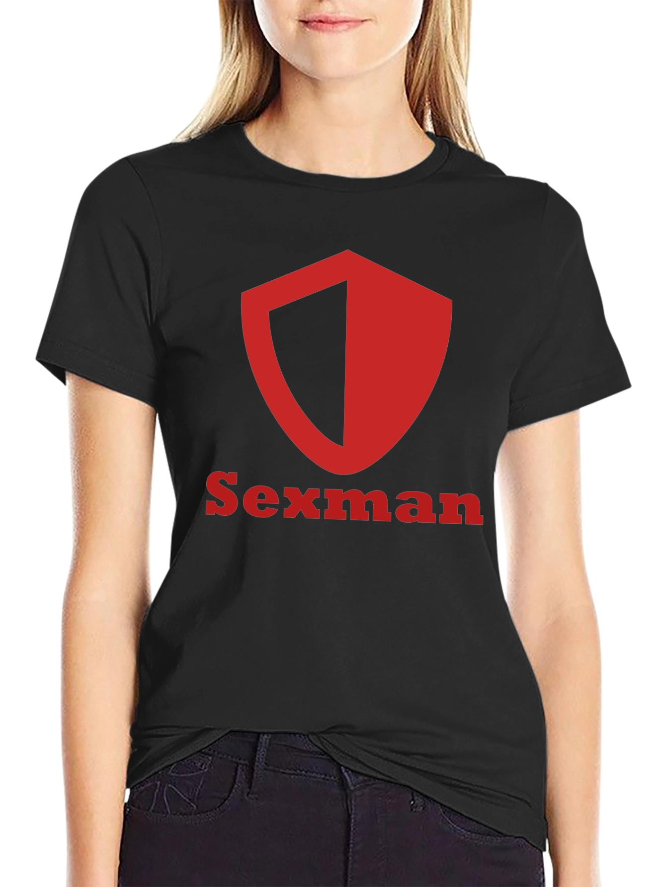 Sexman Graphic T-Shirt - Bold Red Shield Logo Tee