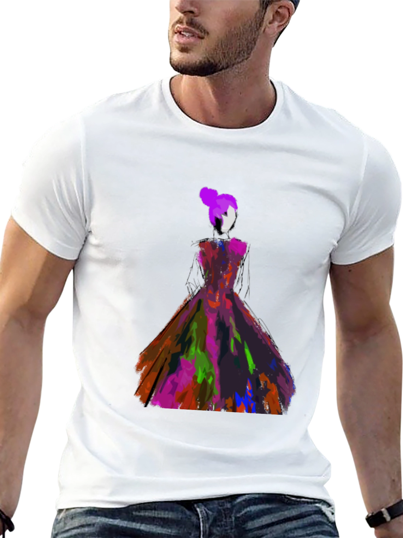 Abstract Dress Graphic Tee - Artistic Style