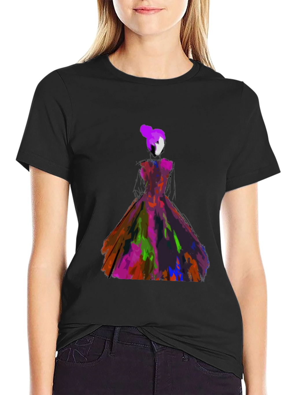Abstract Dress Graphic Tee - Artistic Style