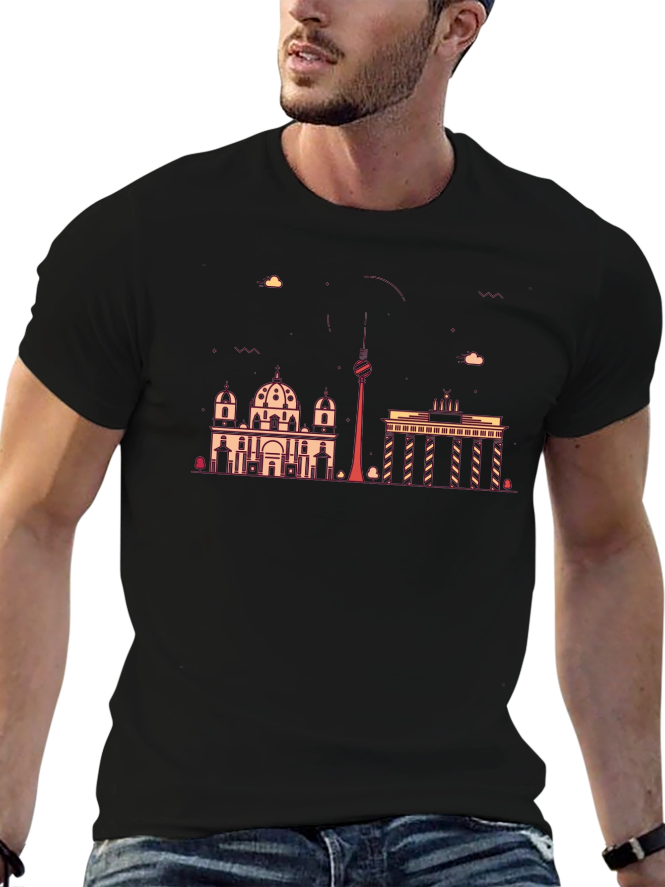 Berlin Skyline Black Graphic Tee