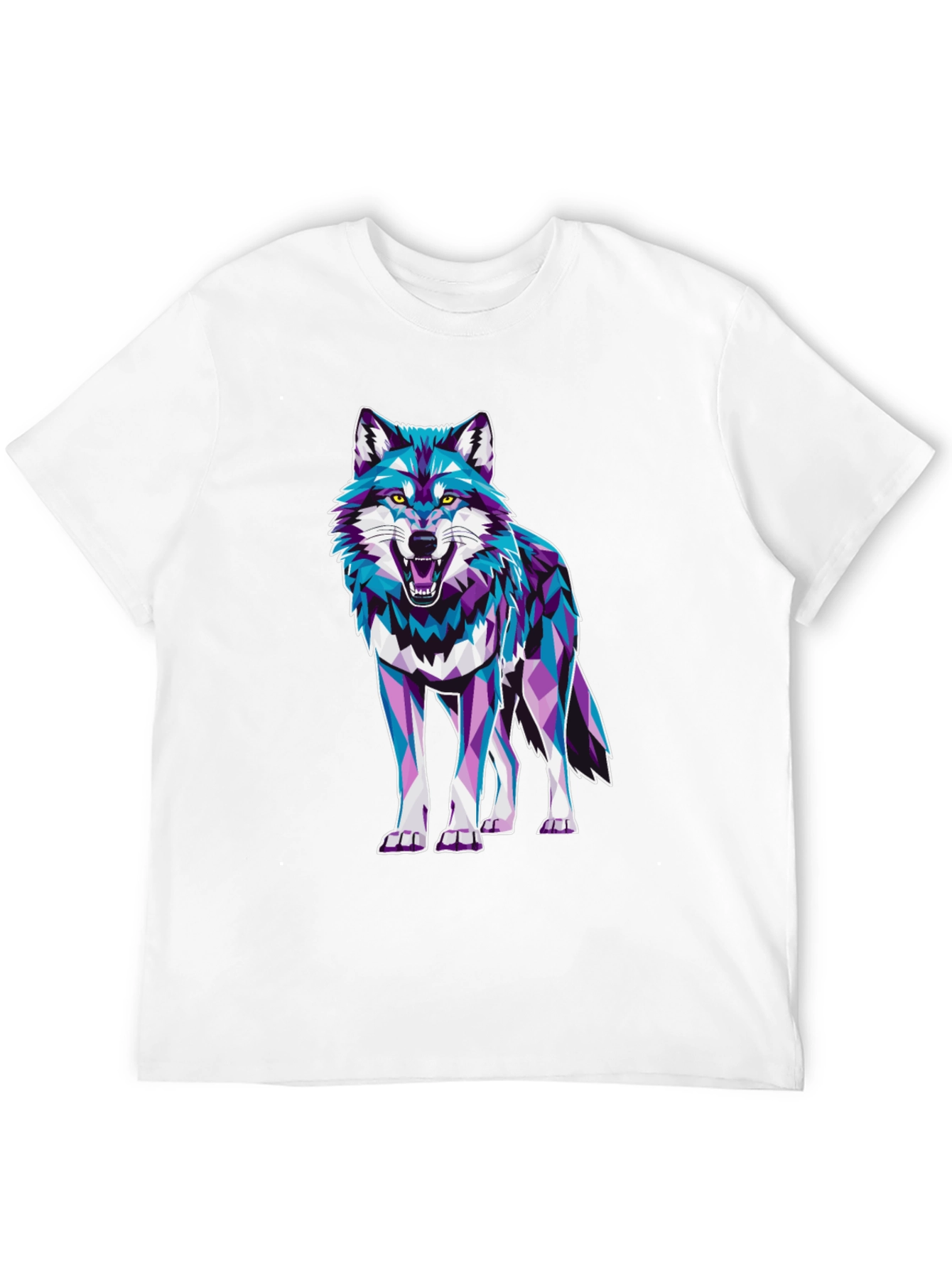 Geometric Wolf Graphic Print Tee - Cool Animal Design