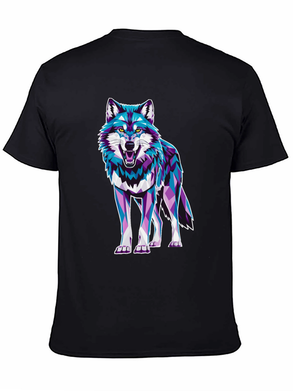 Geometric Wolf Graphic Print Tee - Cool Animal Design