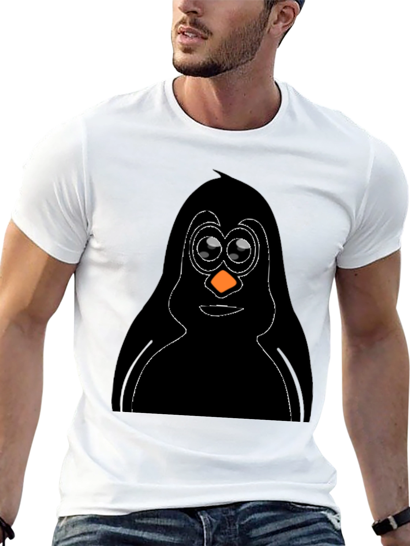 Penguin Graphic Tee - Black Cotton T-Shirt