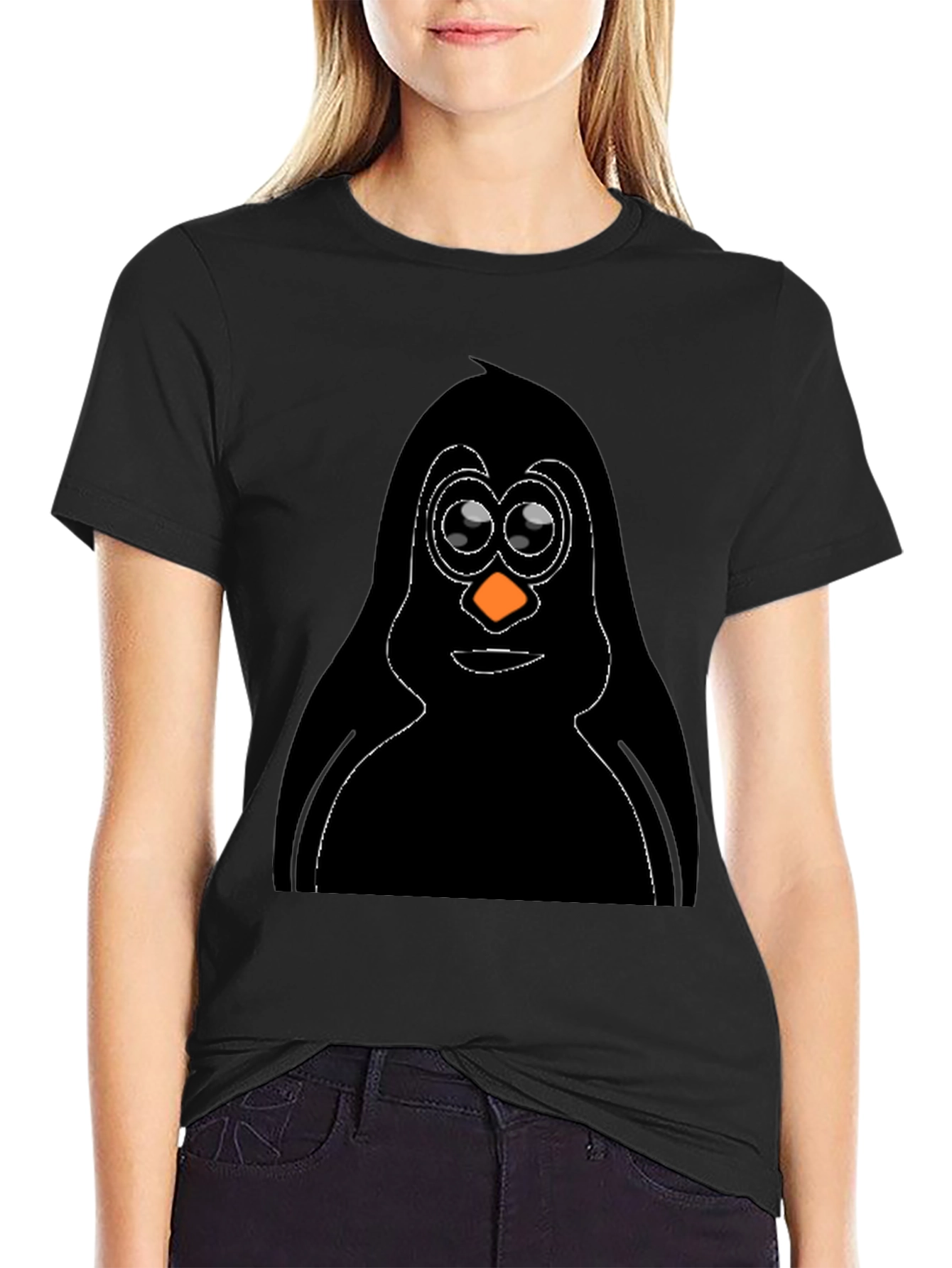 Penguin Graphic Tee - Black Cotton T-Shirt