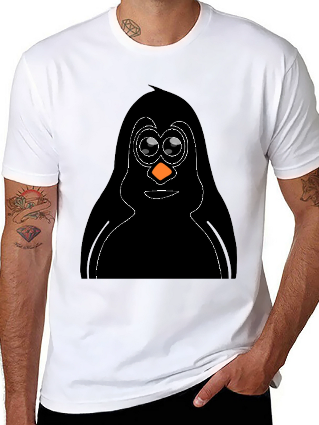 Penguin Graphic Tee - Black Cotton T-Shirt