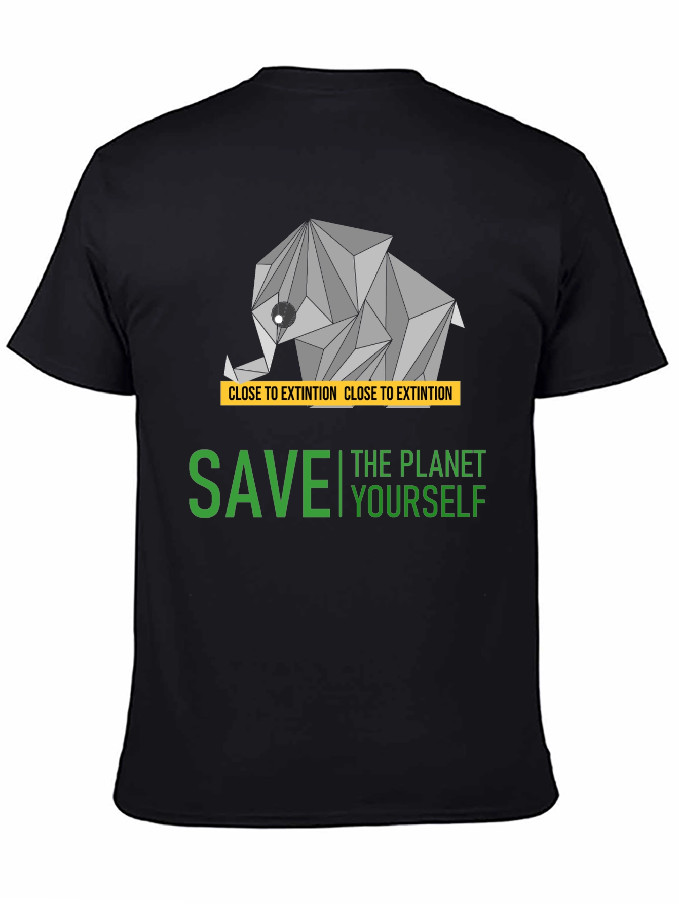 Save the Planet T-Shirt - Geometric Elephant Design
