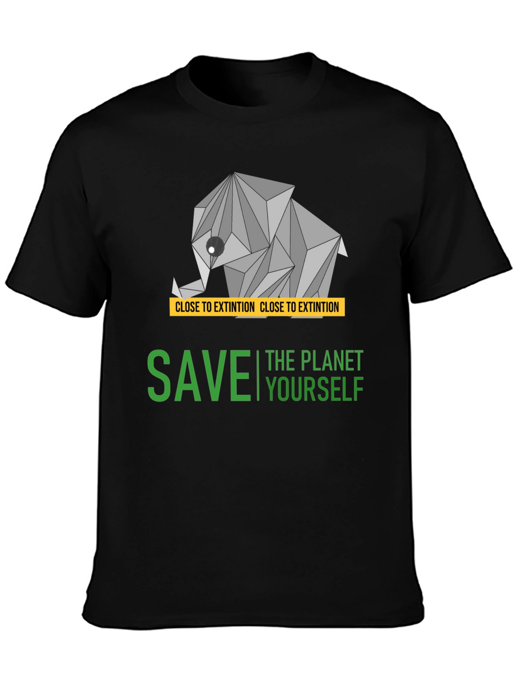 Save the Planet T-Shirt - Geometric Elephant Design