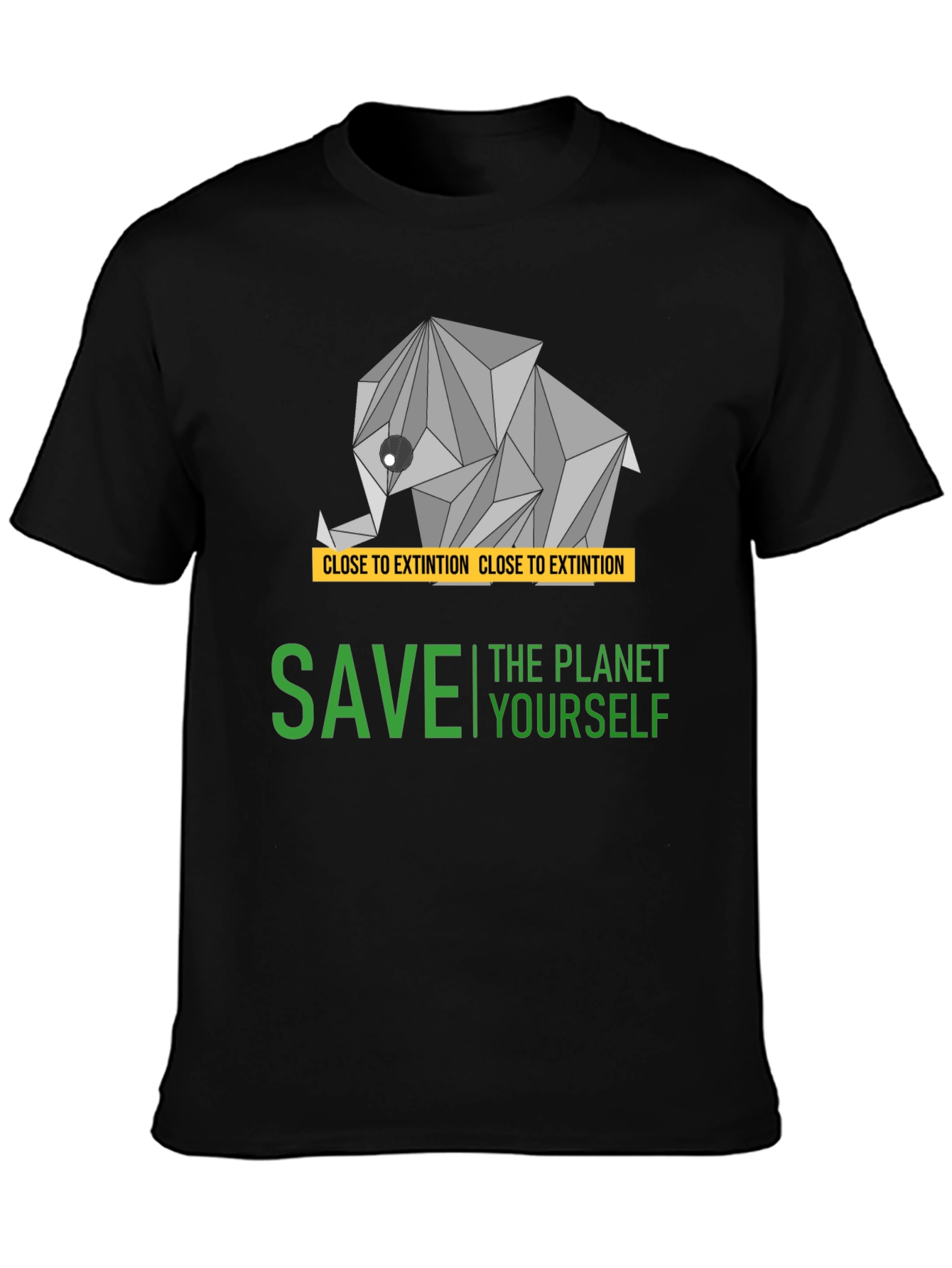 Save the Planet T-Shirt - Geometric Elephant Design