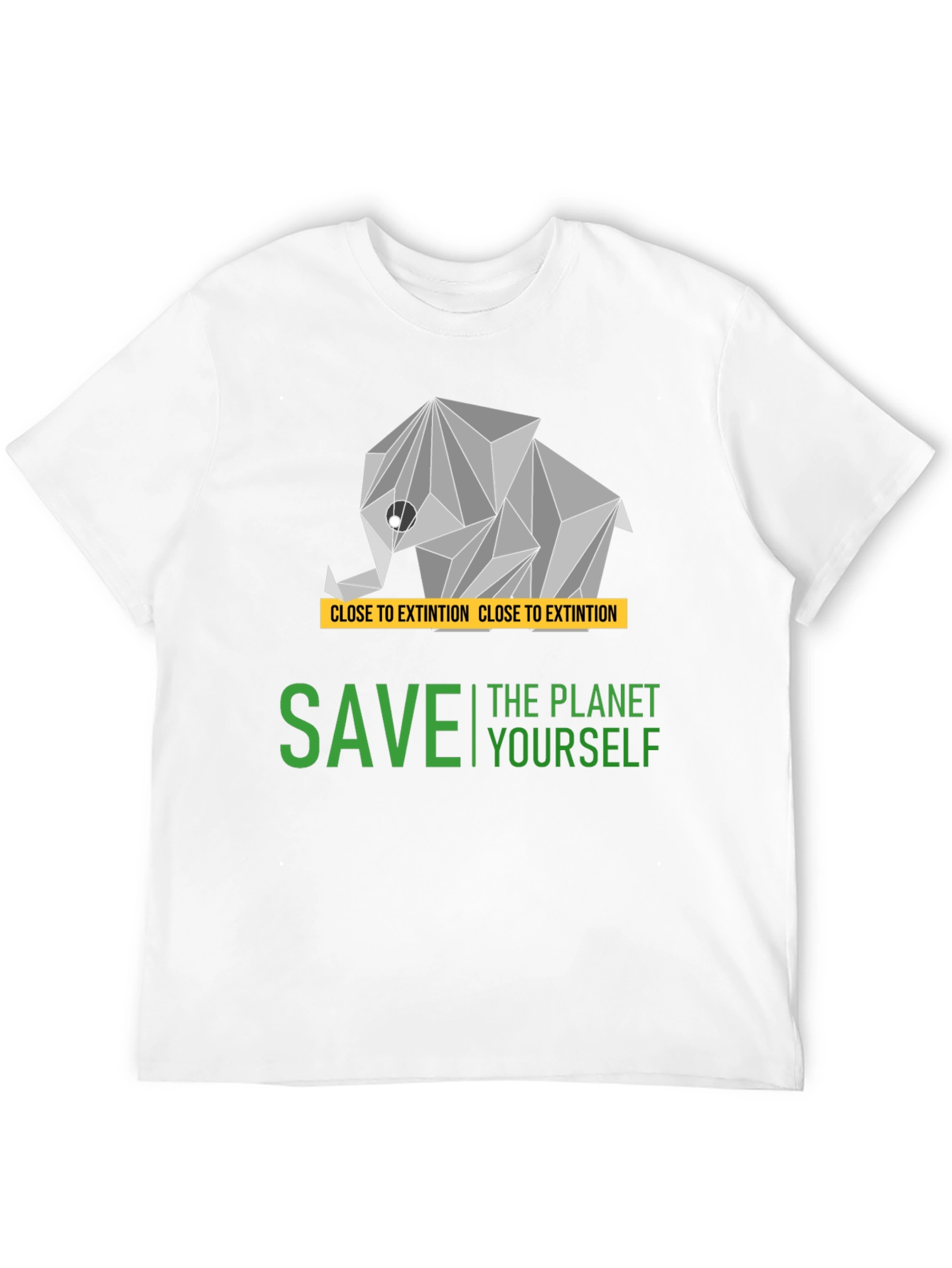 Save the Planet T-Shirt - Geometric Elephant Design