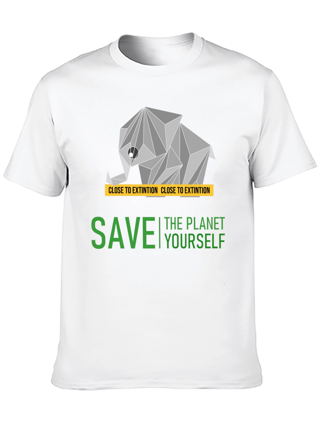 Save the Planet T-Shirt - Geometric Elephant Design
