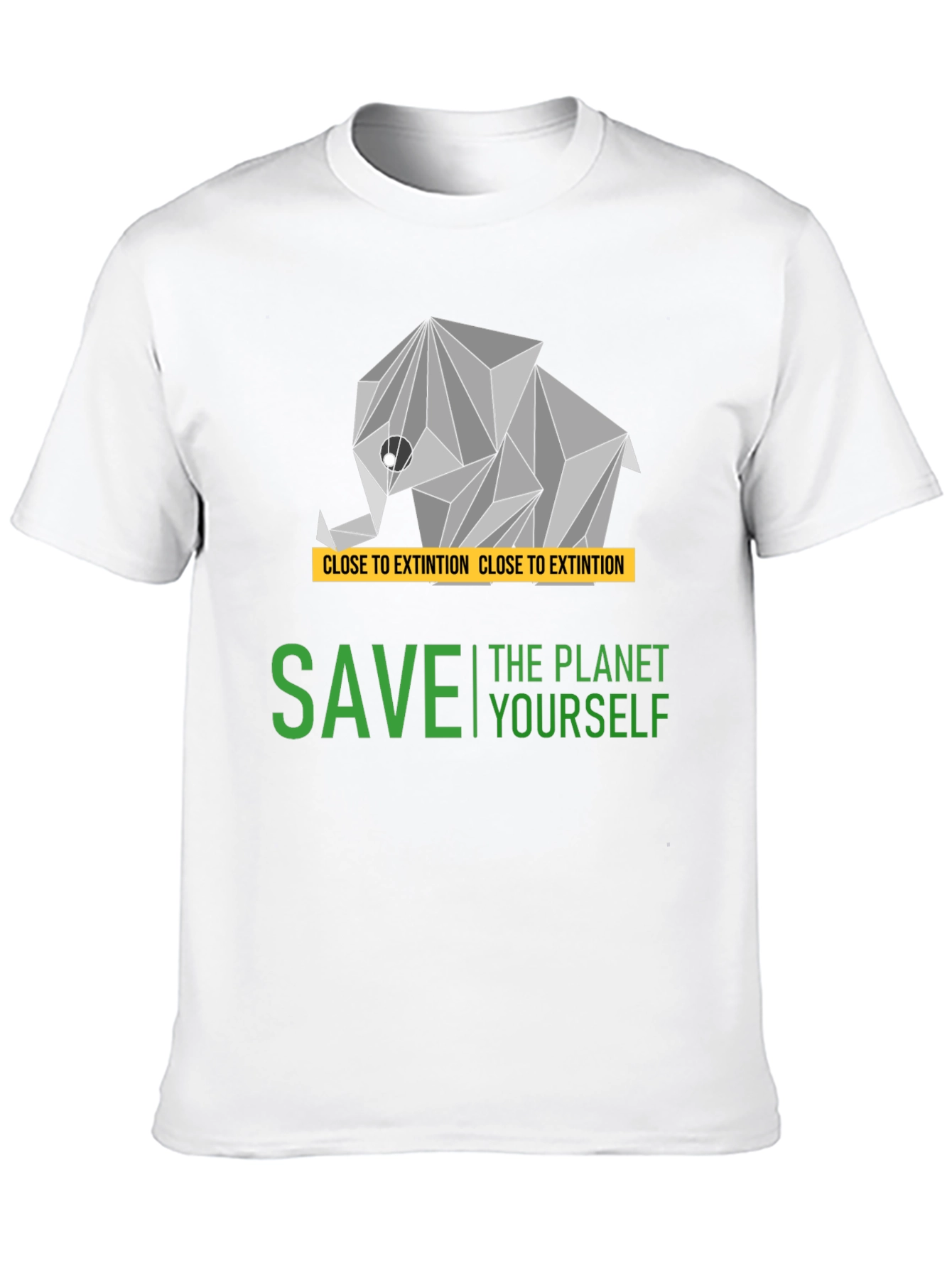 Save the Planet T-Shirt - Geometric Elephant Design