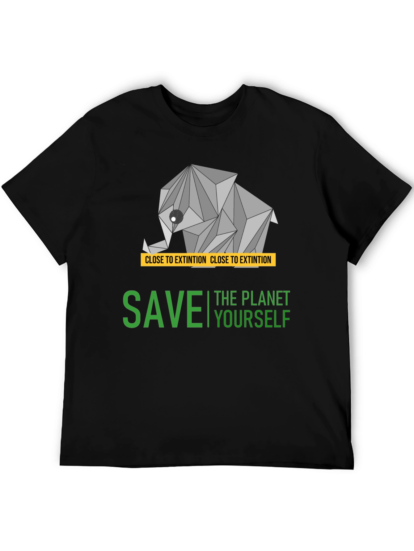 Save the Planet T-Shirt - Geometric Elephant Design