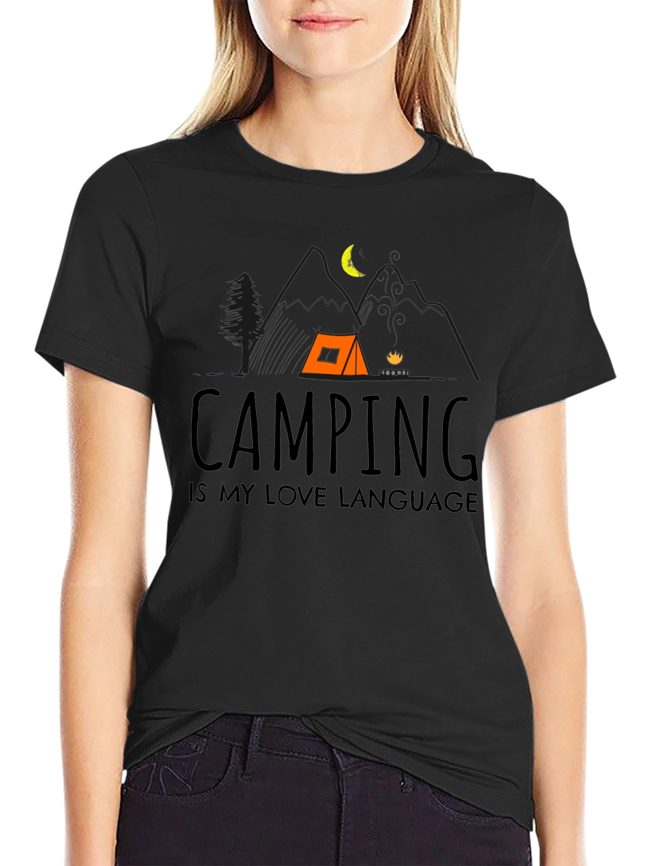 Camping is My Love Language Black Tee