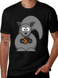 Squirrel Holding Acorn Graphic Print T-Shirt