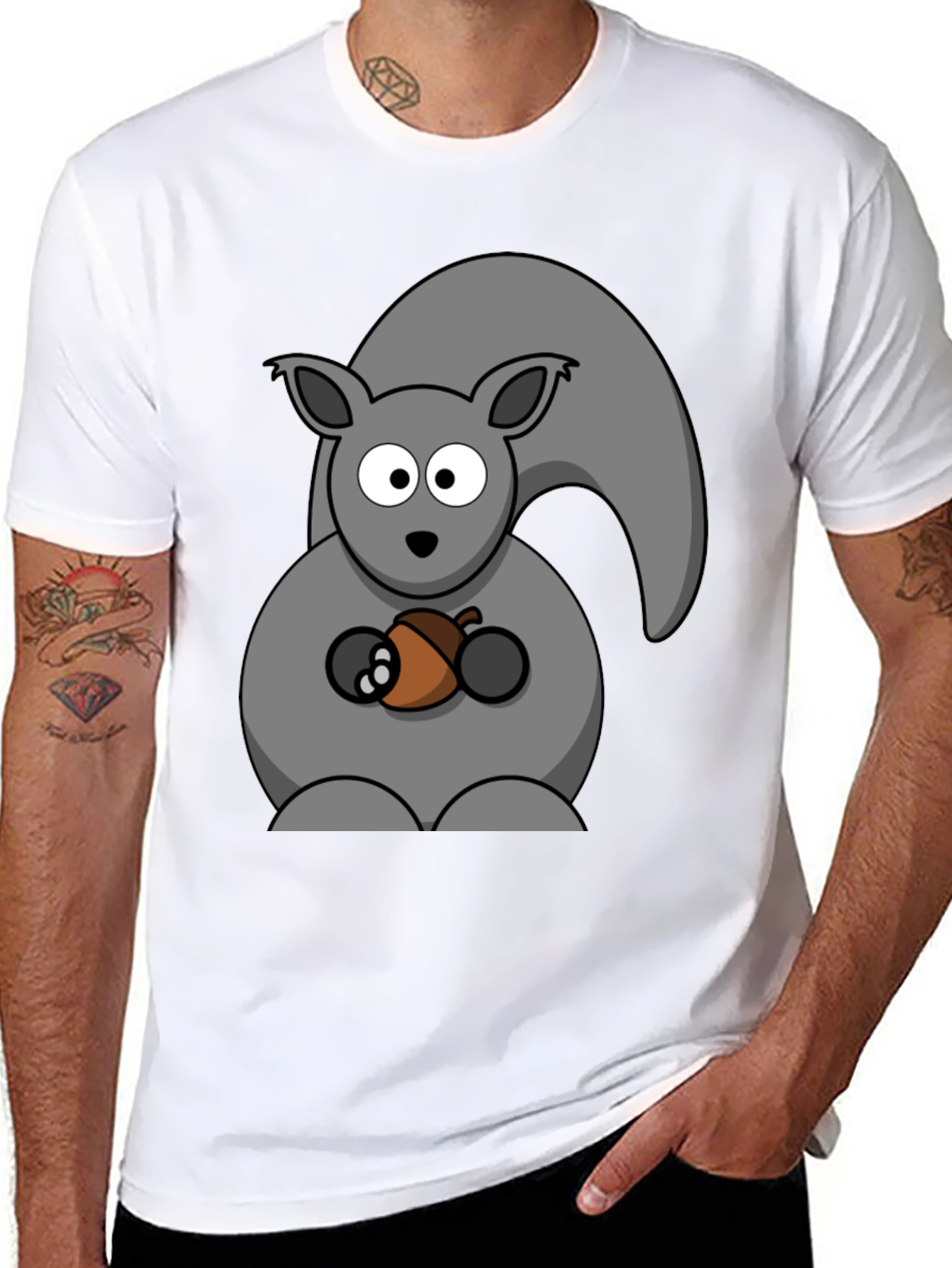 Squirrel Holding Acorn Graphic Print T-Shirt