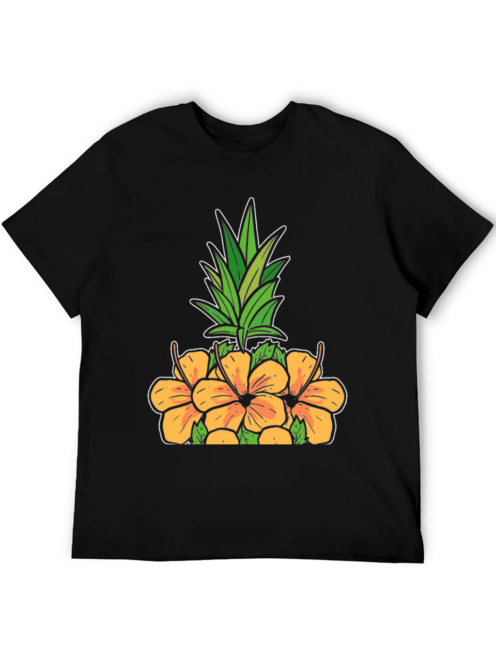 Tropical Pineapple & Hibiscus Graphic T-Shirt