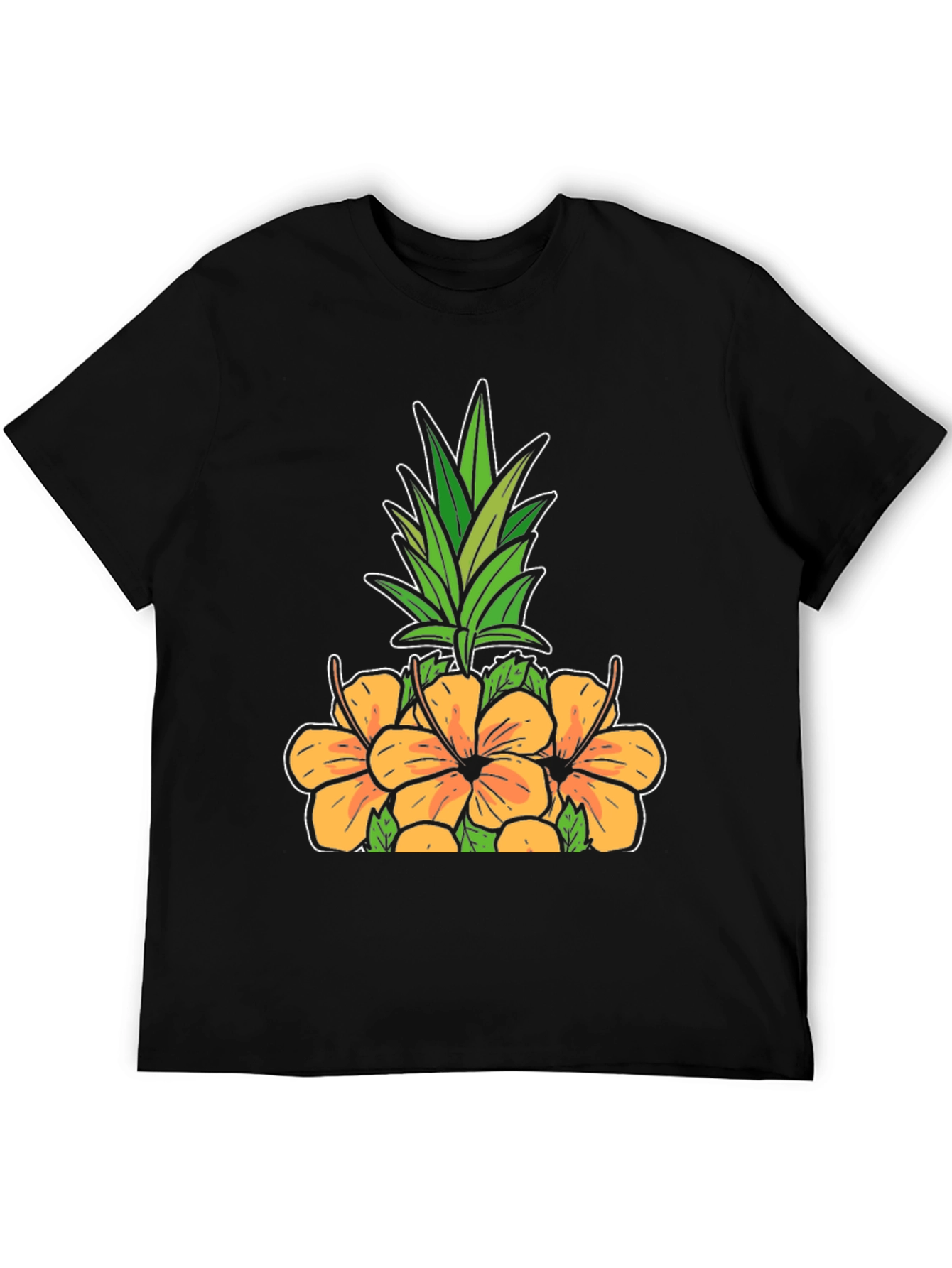 Tropical Pineapple & Hibiscus Graphic T-Shirt