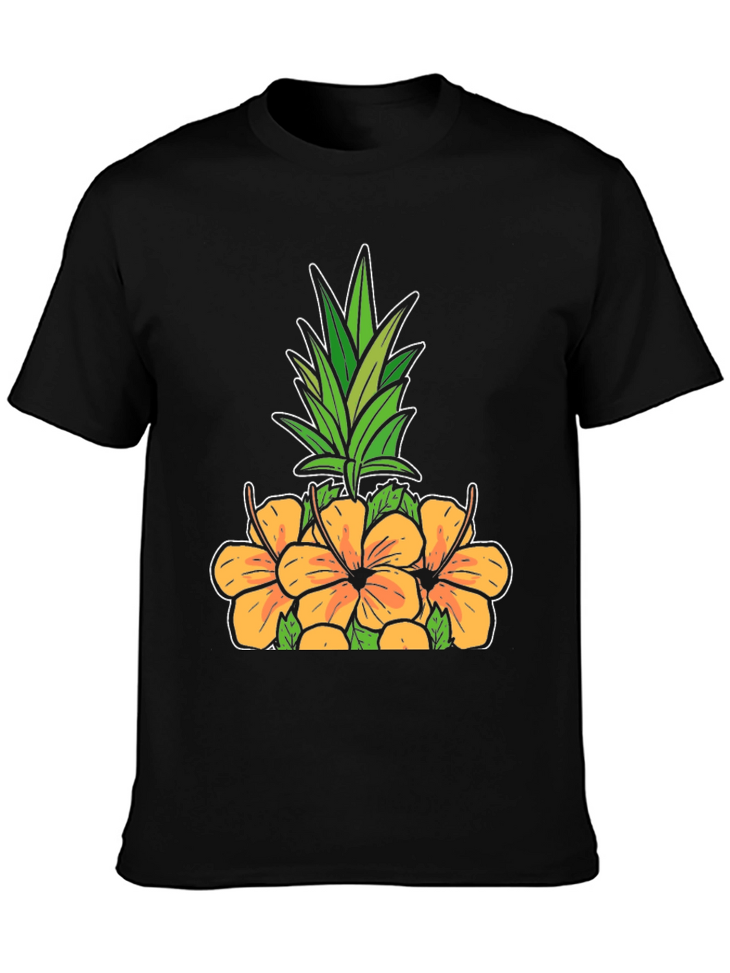 Tropical Pineapple & Hibiscus Graphic T-Shirt