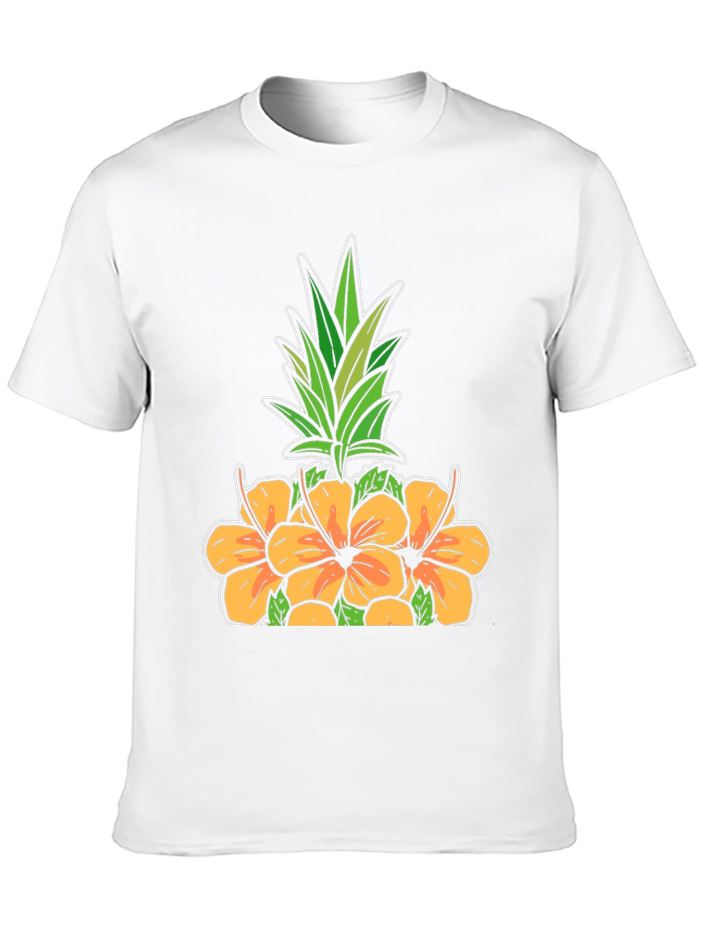 Tropical Pineapple & Hibiscus Graphic T-Shirt