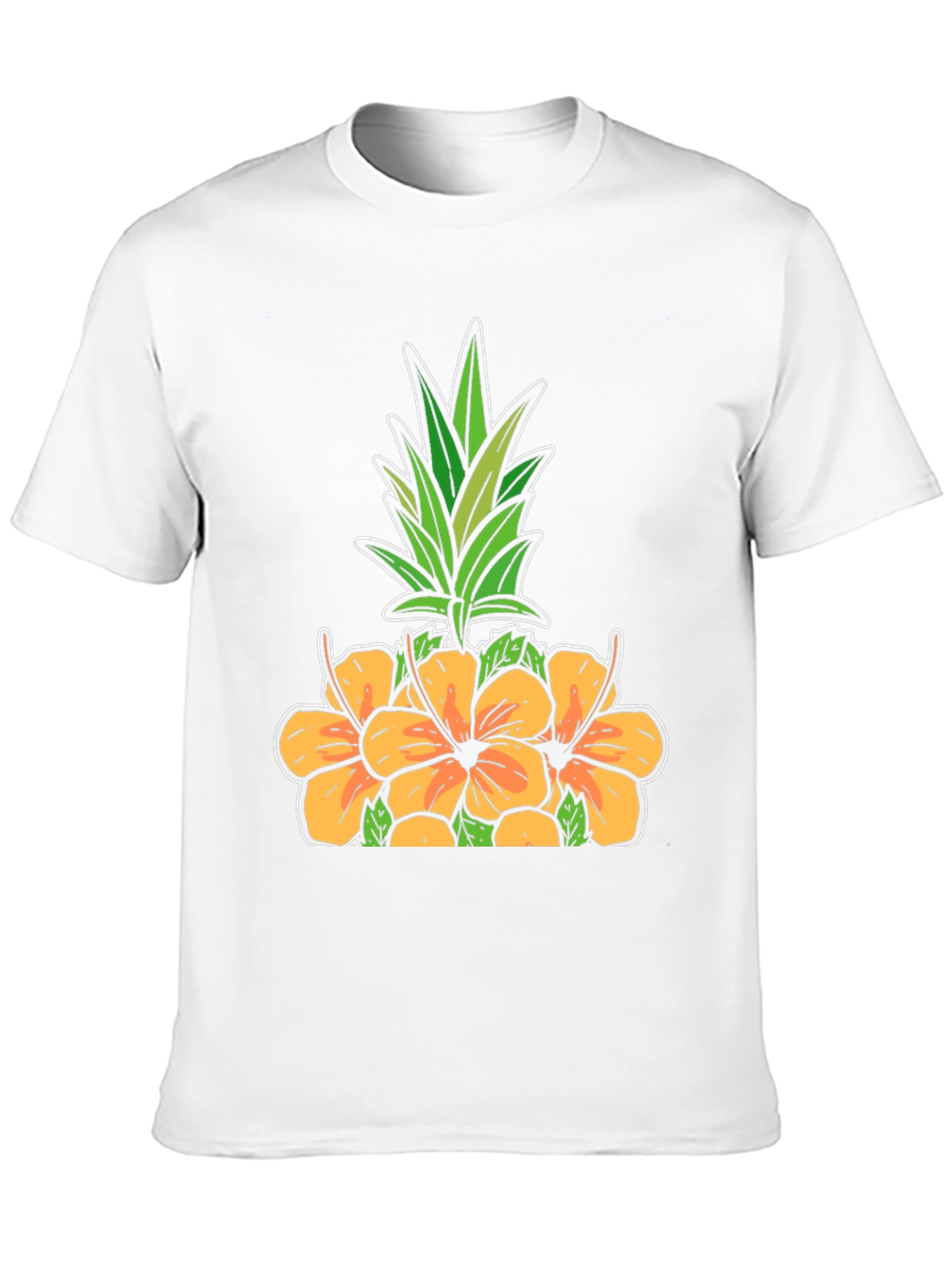 Tropical Pineapple & Hibiscus Graphic T-Shirt