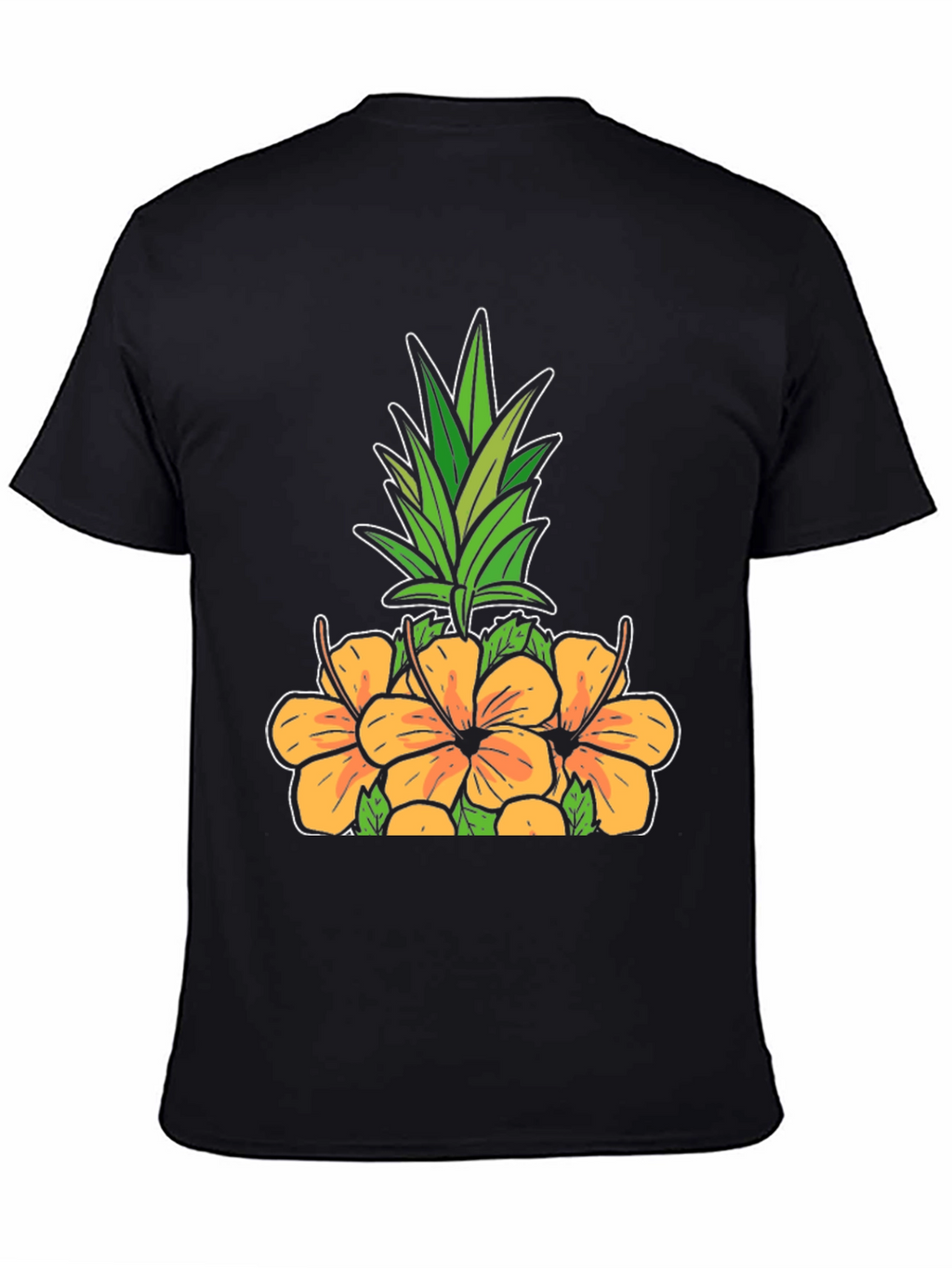 Tropical Pineapple & Hibiscus Graphic T-Shirt