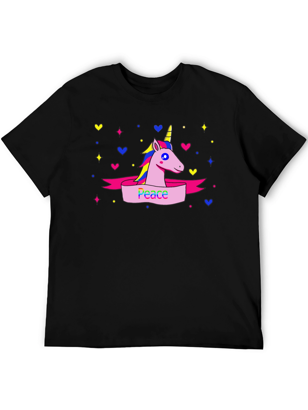 Peace Unicorn Graphic T-Shirt - Black