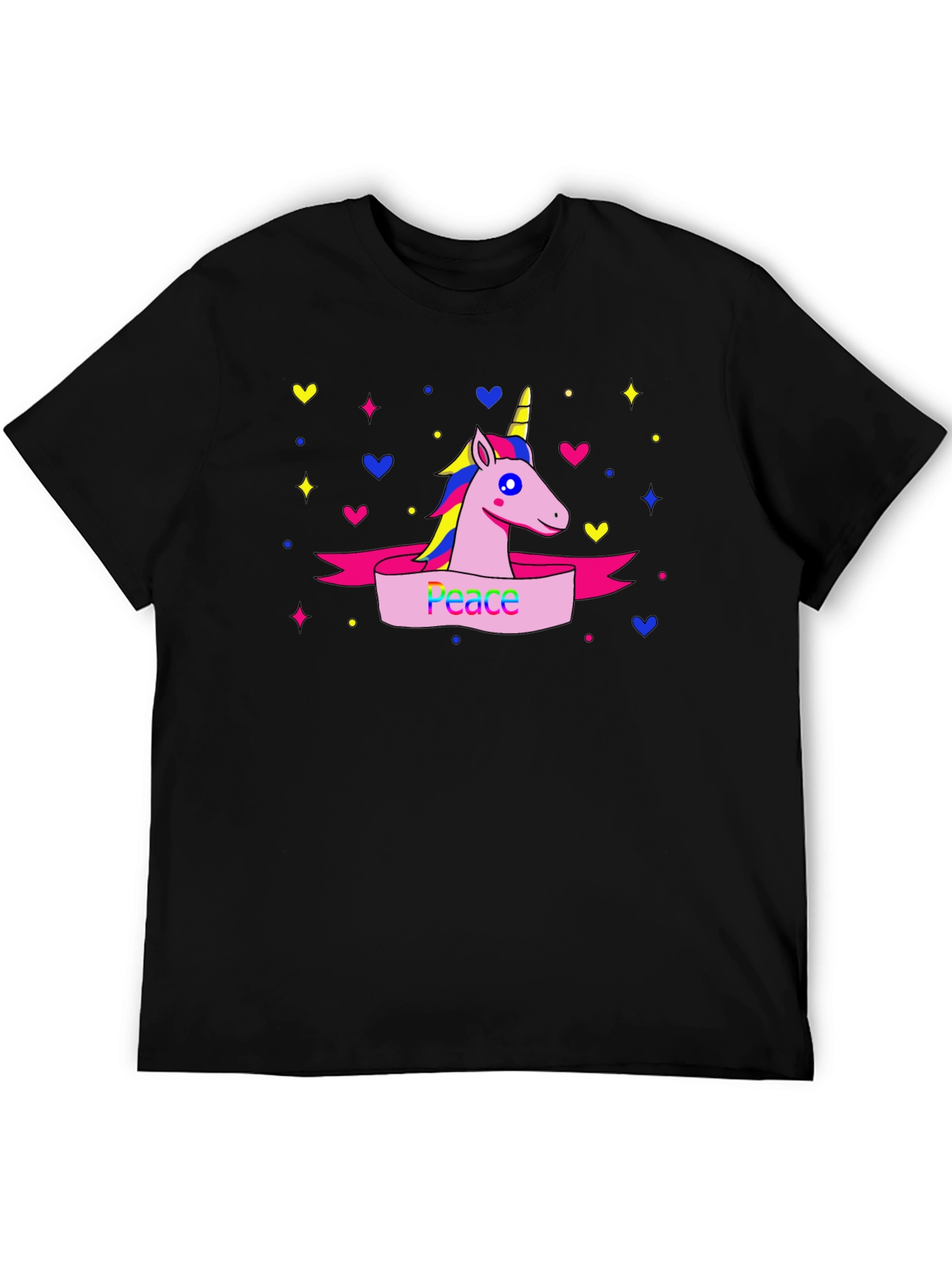 Peace Unicorn Graphic T-Shirt - Black