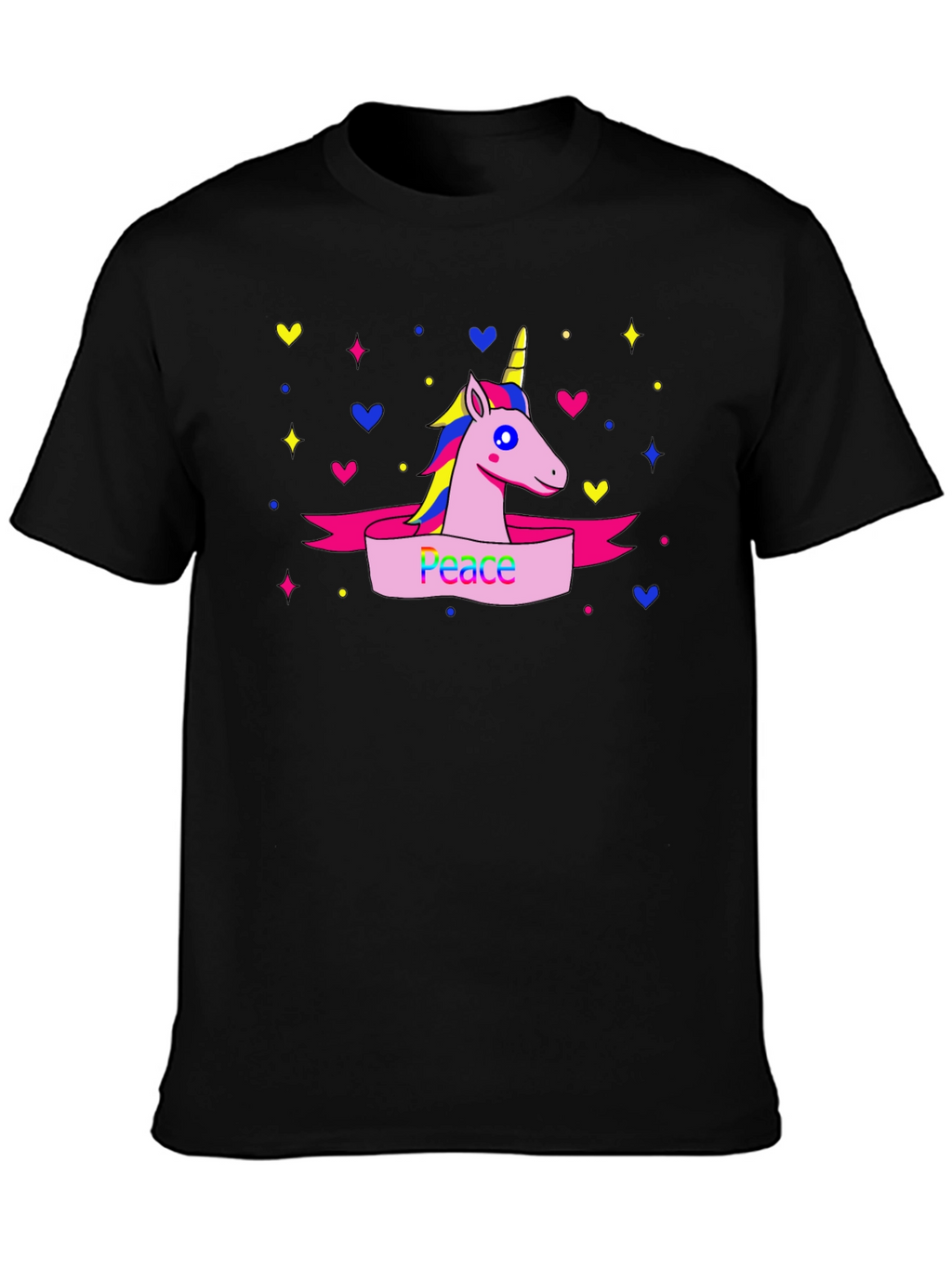 Peace Unicorn Graphic T-Shirt - Black