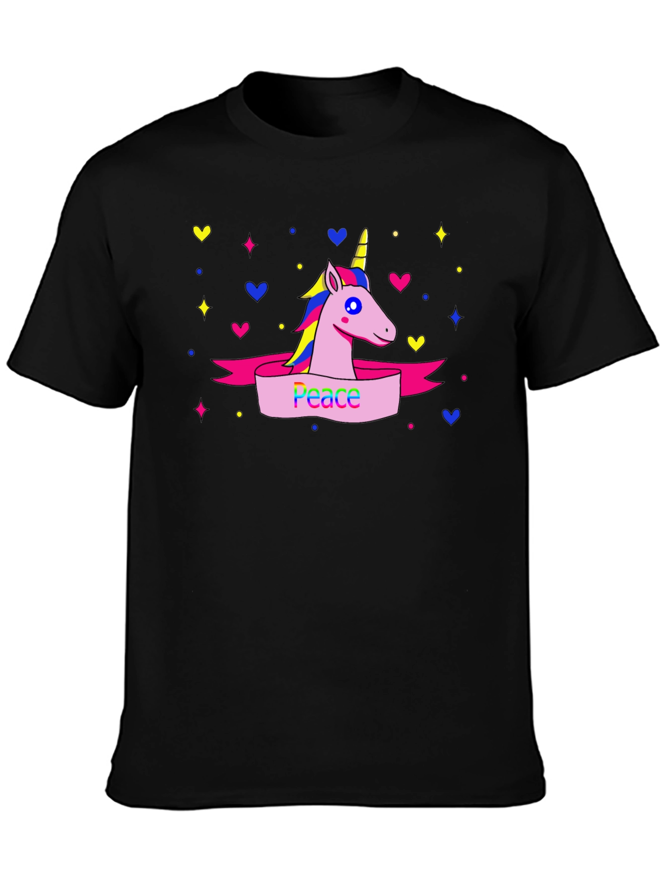 Peace Unicorn Graphic T-Shirt - Black