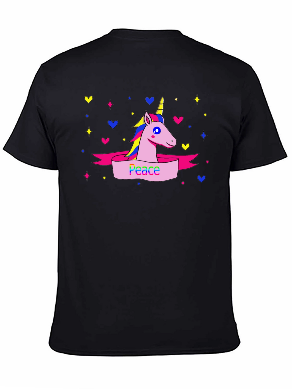 Peace Unicorn Graphic T-Shirt - Black