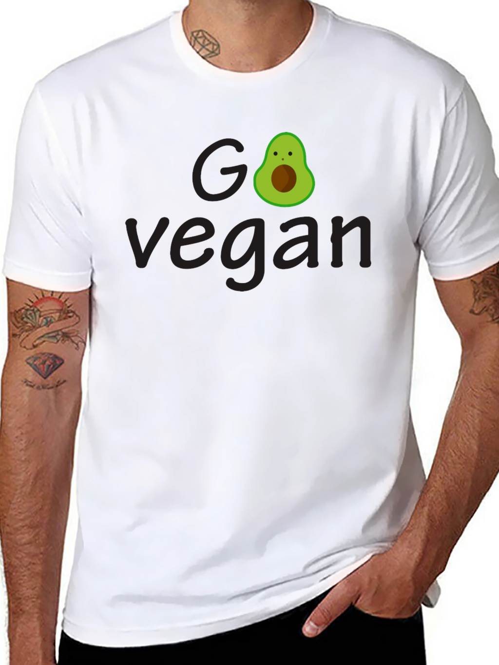 Go Vegan Avocado Tee - Unisex Black T-Shirt