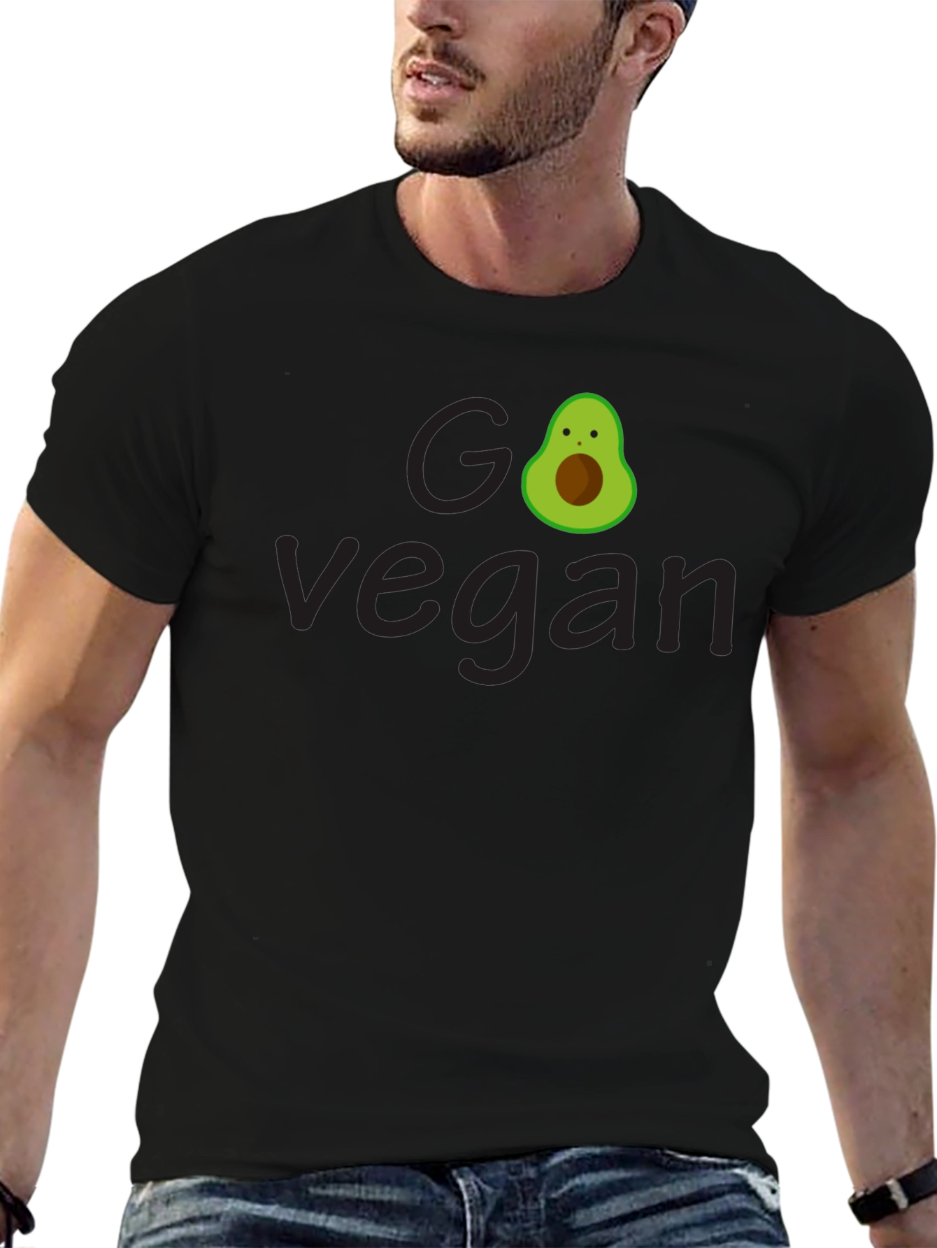 Go Vegan Avocado Tee - Unisex Black T-Shirt