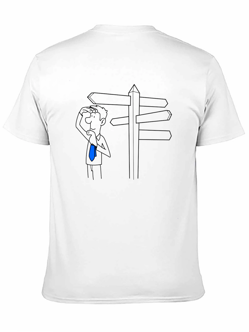 Directionless Cartoon Man Black T-Shirt