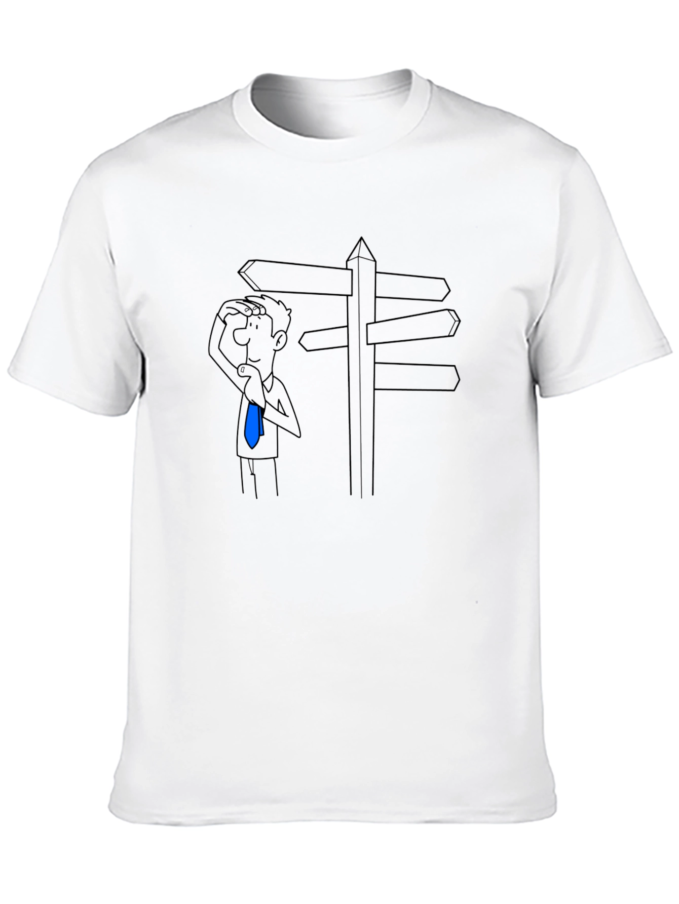 Directionless Cartoon Man Black T-Shirt