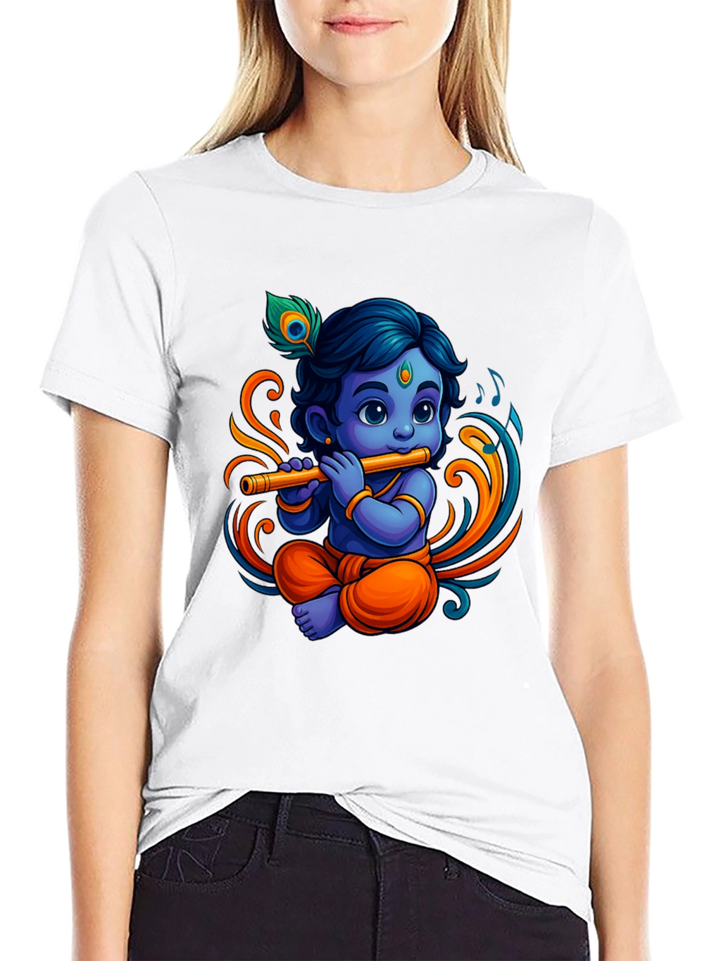 Krishna Flute Black Graphic Tee