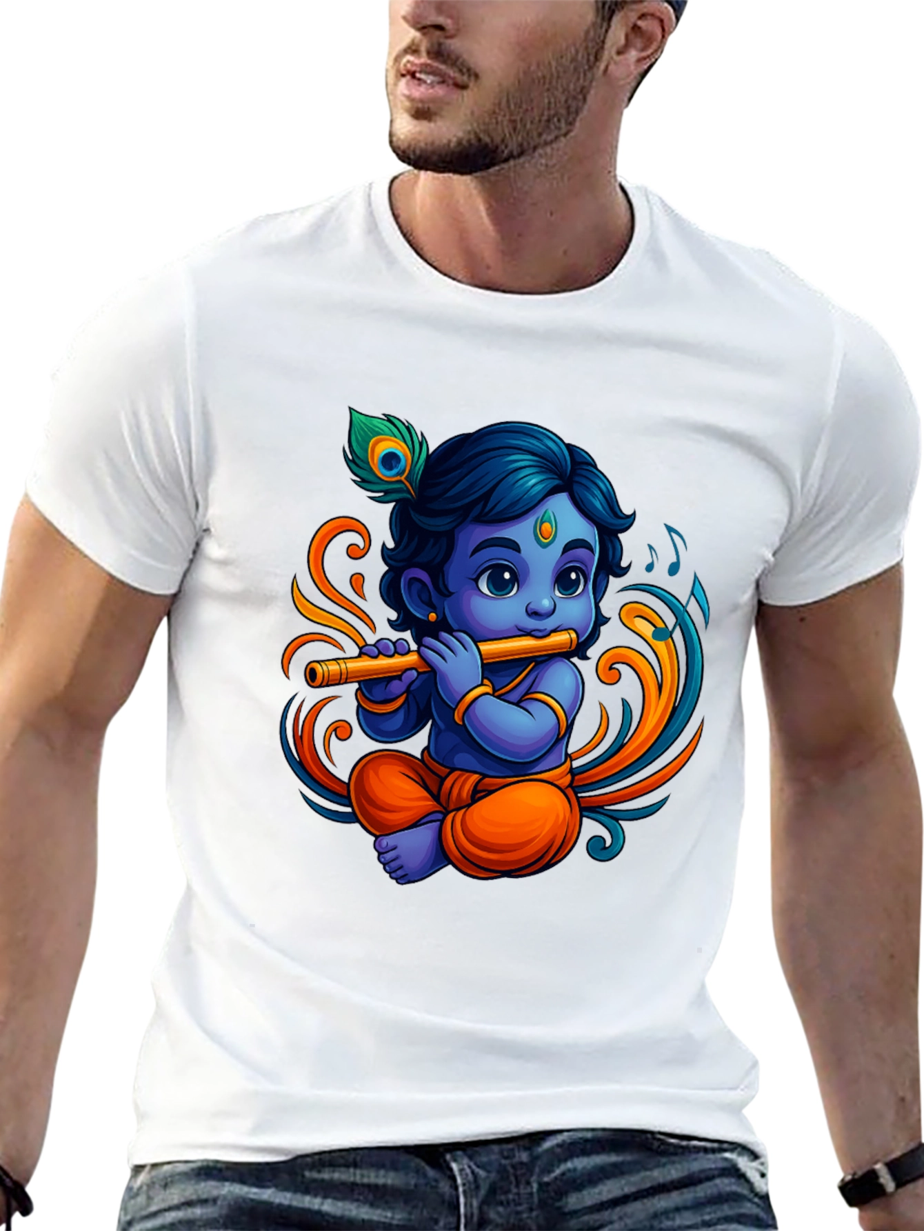 Krishna Flute Black Graphic Tee