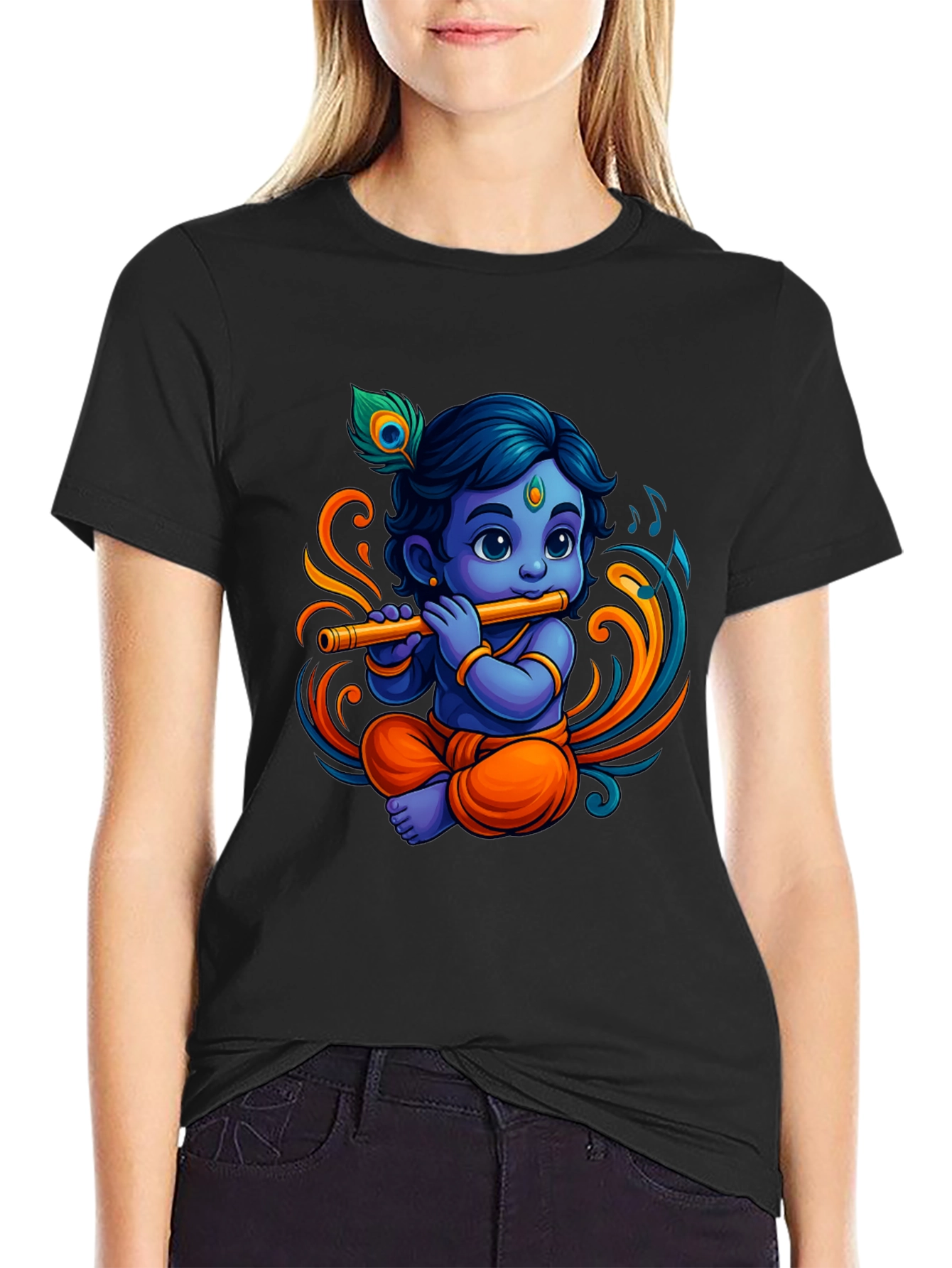 Krishna Flute Black Graphic Tee