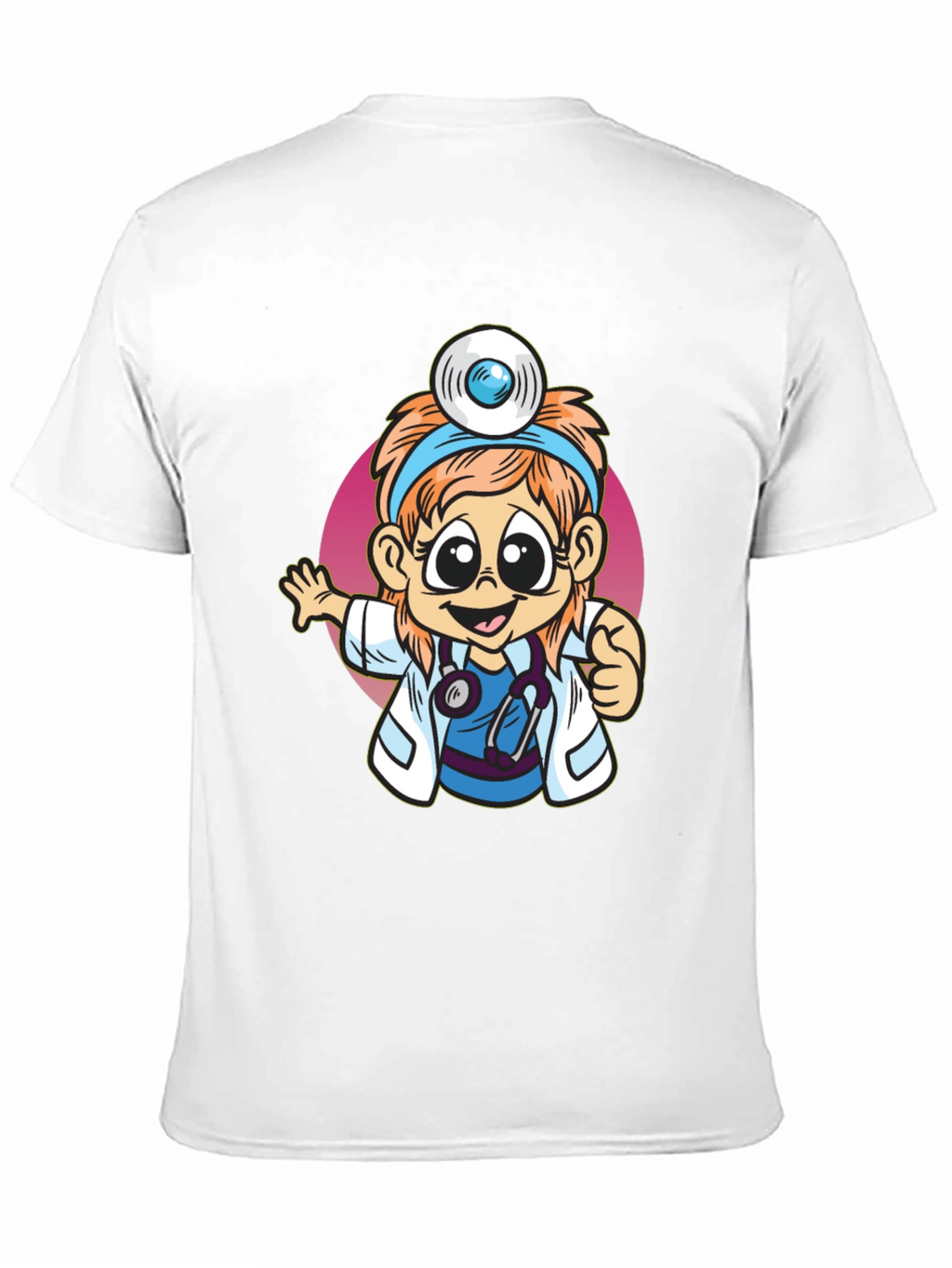 Cartoon Doctor Graphic Tee - Black T-Shirt