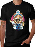 Cartoon Doctor Graphic Tee - Black T-Shirt