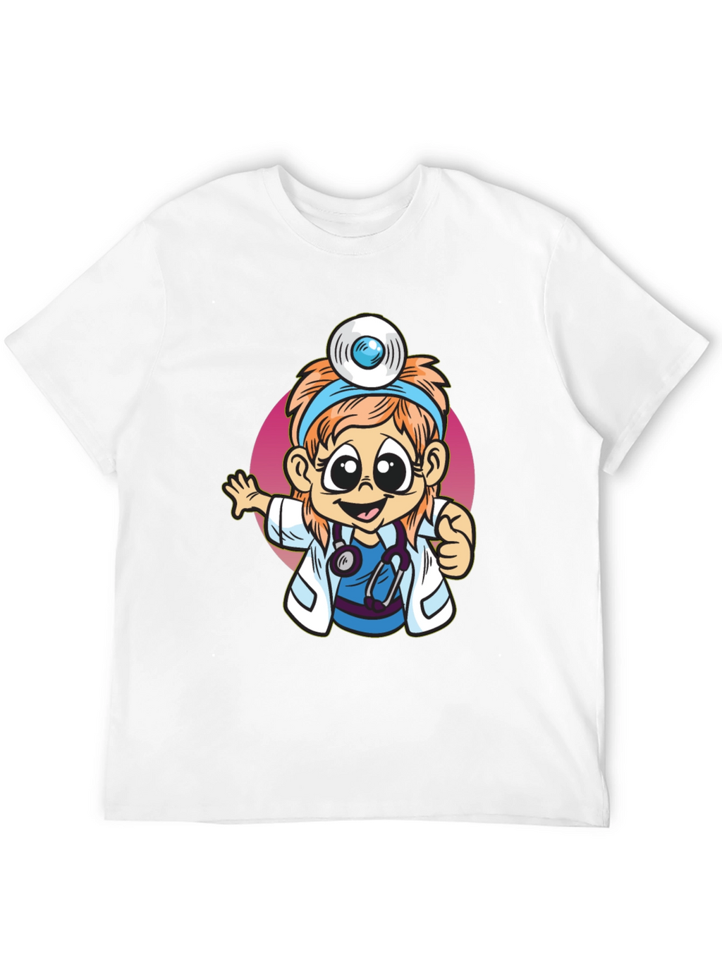 Cartoon Doctor Graphic Tee - Black T-Shirt