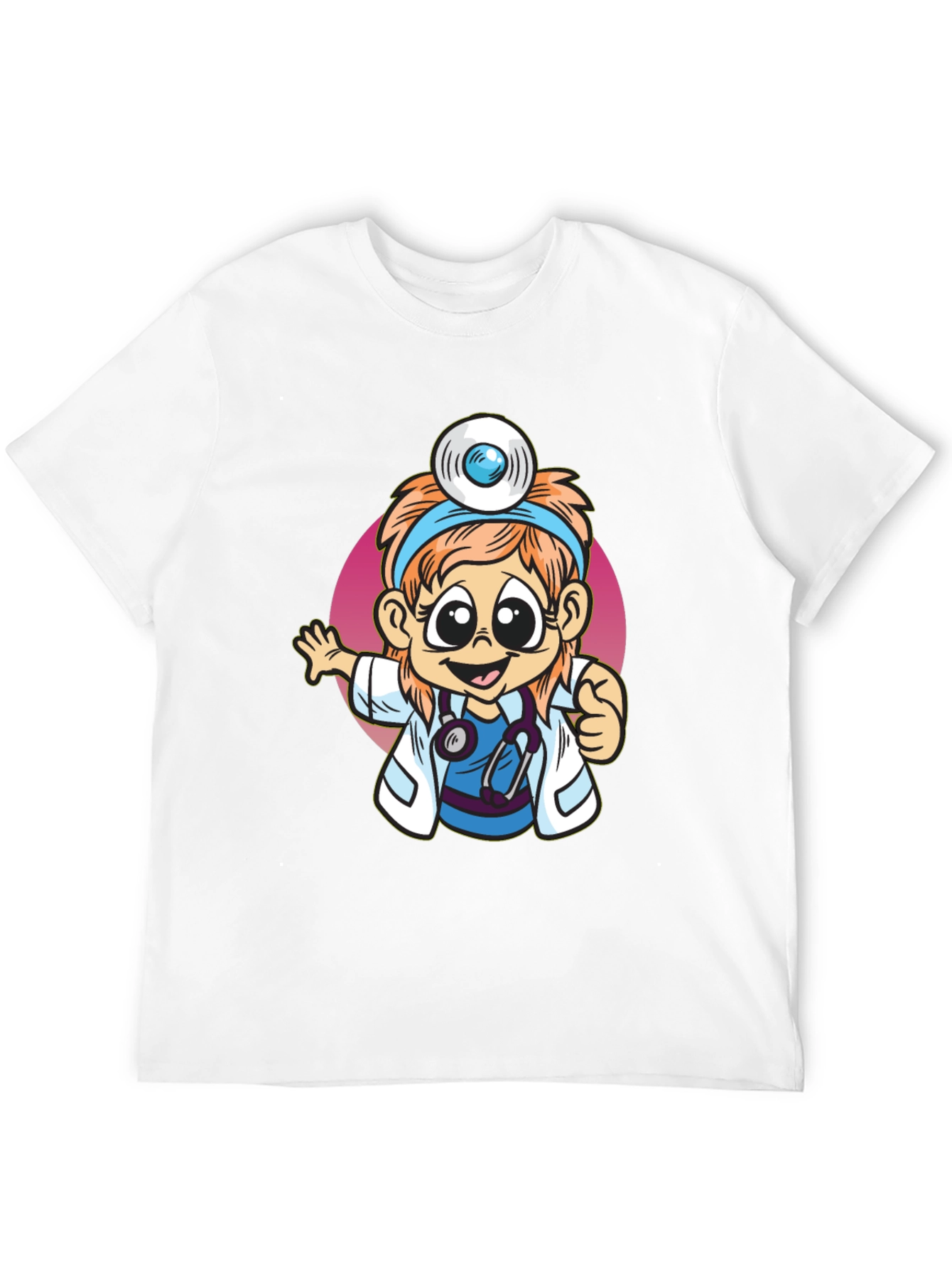Cartoon Doctor Graphic Tee - Black T-Shirt