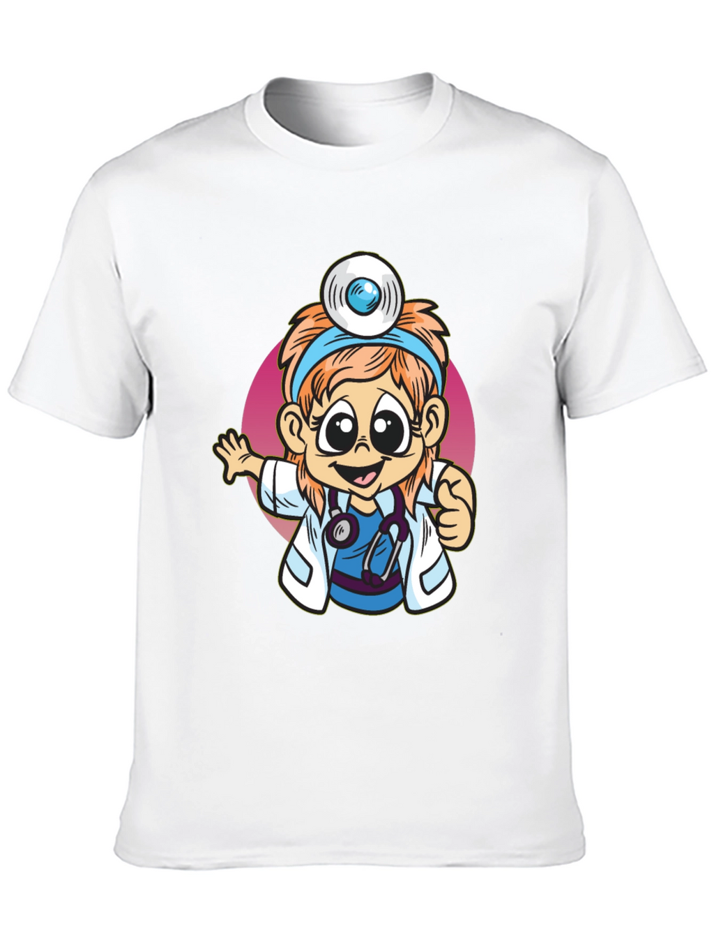 Cartoon Doctor Graphic Tee - Black T-Shirt
