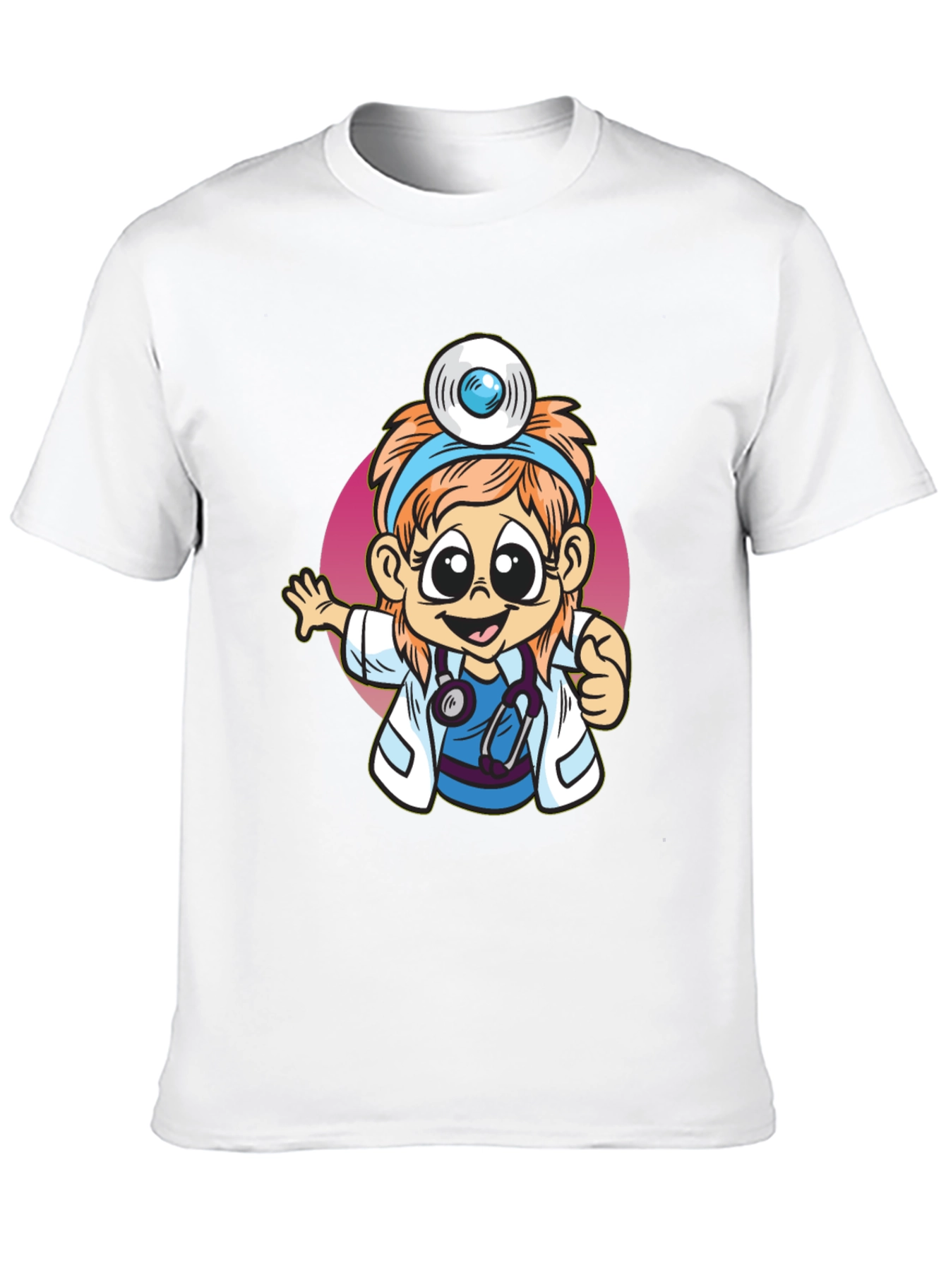 Cartoon Doctor Graphic Tee - Black T-Shirt