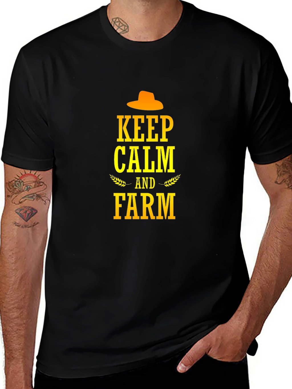 Keep Calm and Farm T-Shirt - Black Cotton Tee