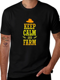Keep Calm and Farm T-Shirt - Black Cotton Tee