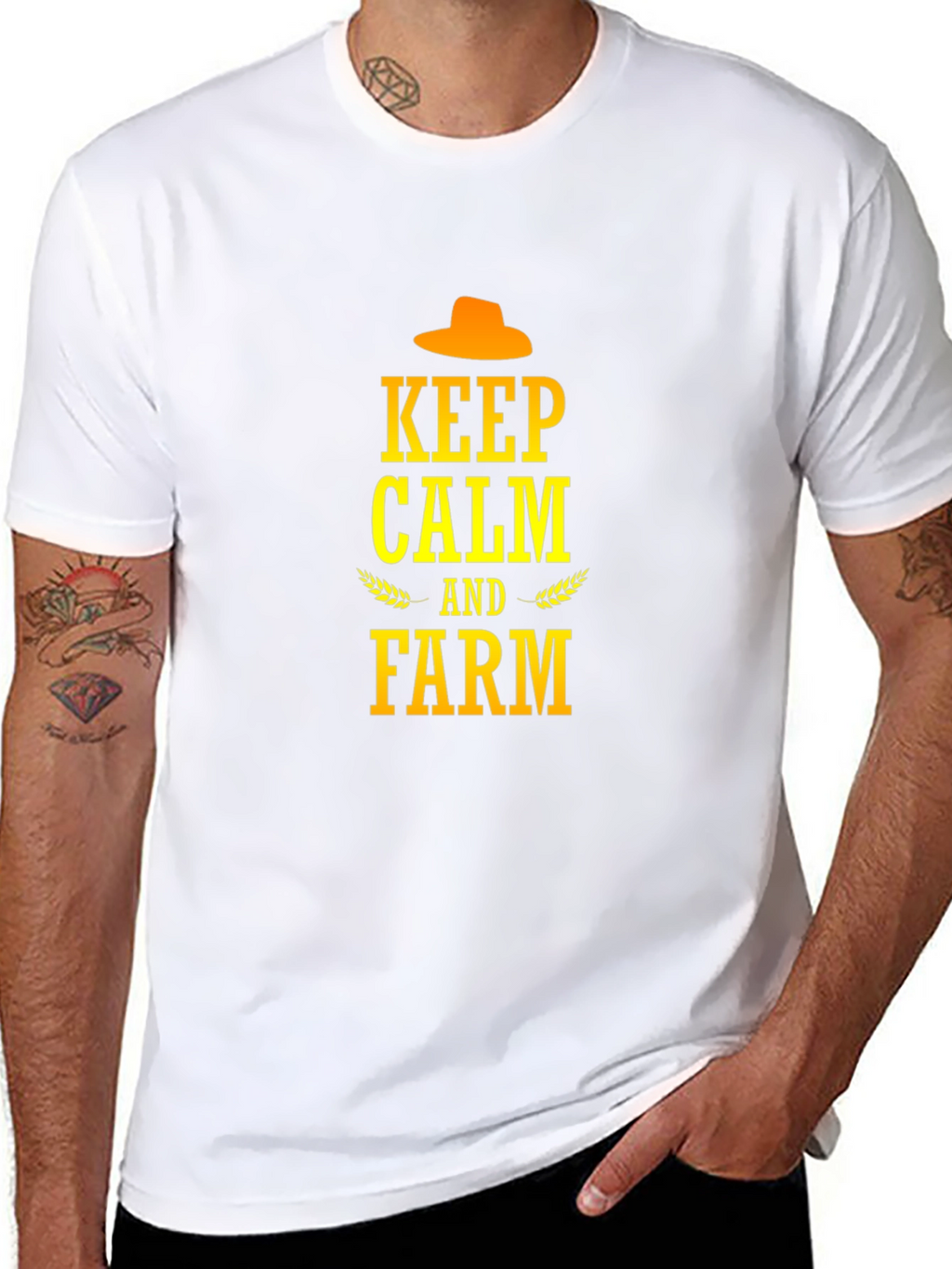 Keep Calm and Farm T-Shirt - Black Cotton Tee