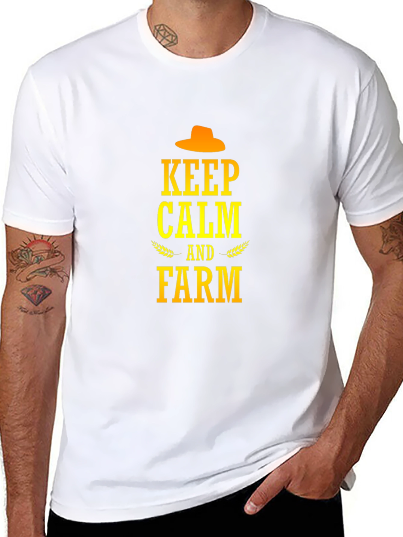 Keep Calm and Farm T-Shirt - Black Cotton Tee