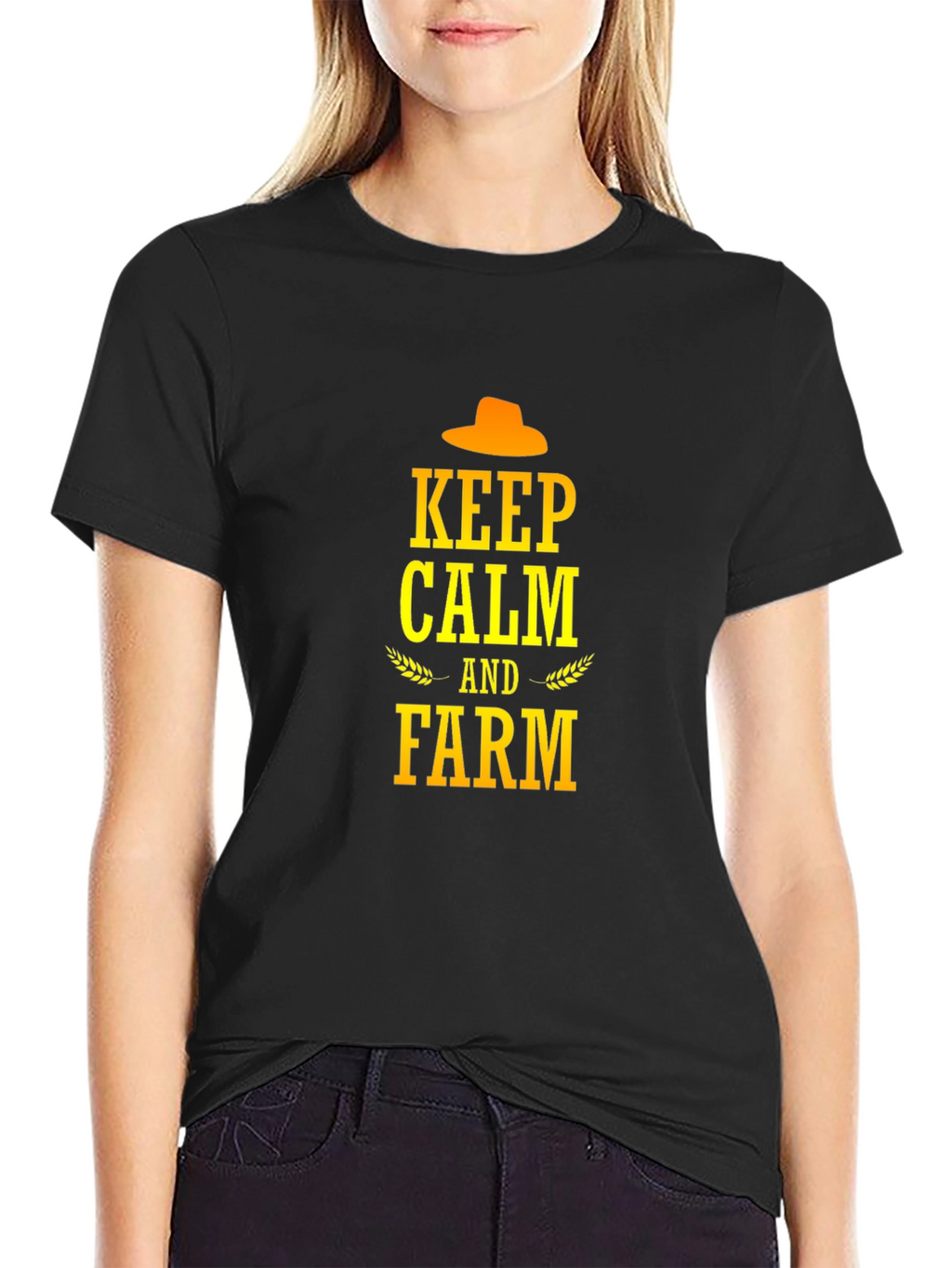 Keep Calm and Farm T-Shirt - Black Cotton Tee
