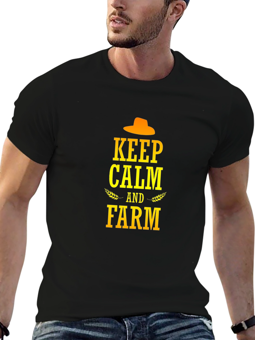 Keep Calm and Farm T-Shirt - Black Cotton Tee